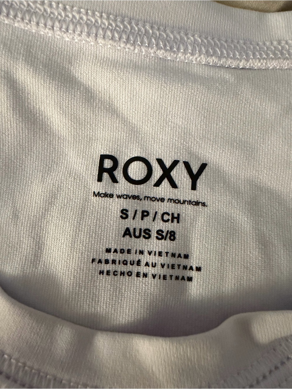 Roxy Men's Long Sleeve Crew Tee - White with Black Logo - Picture 3 of 3
